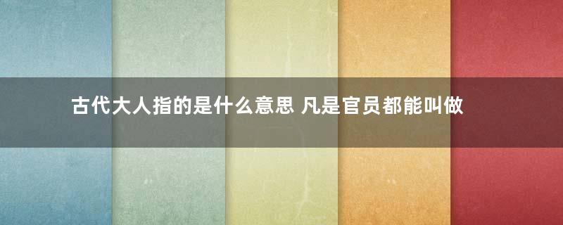 古代大人指的是什么意思 凡是官员都能叫做大人吗